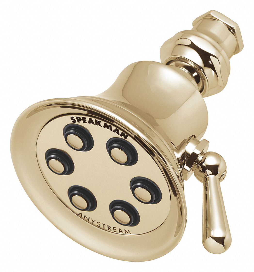 Fixed Showerhead: Retro S-2254, 2 gpm Fixed Showerhead Flow Rate, Brass, Multi, Combo