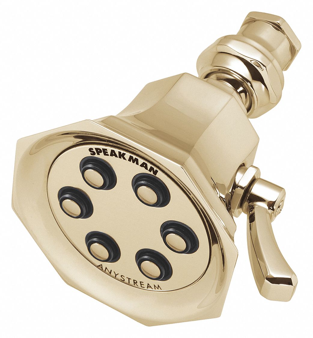 Fixed Showerhead: Vintage S-2255, 2 gpm Fixed Showerhead Flow Rate, Brass, Multi, Combo