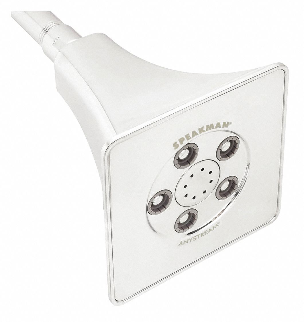 Fixed Showerhead: Rainier, 2.5 gpm Fixed Showerhead Flow Rate, Brass/Plastic, Multi