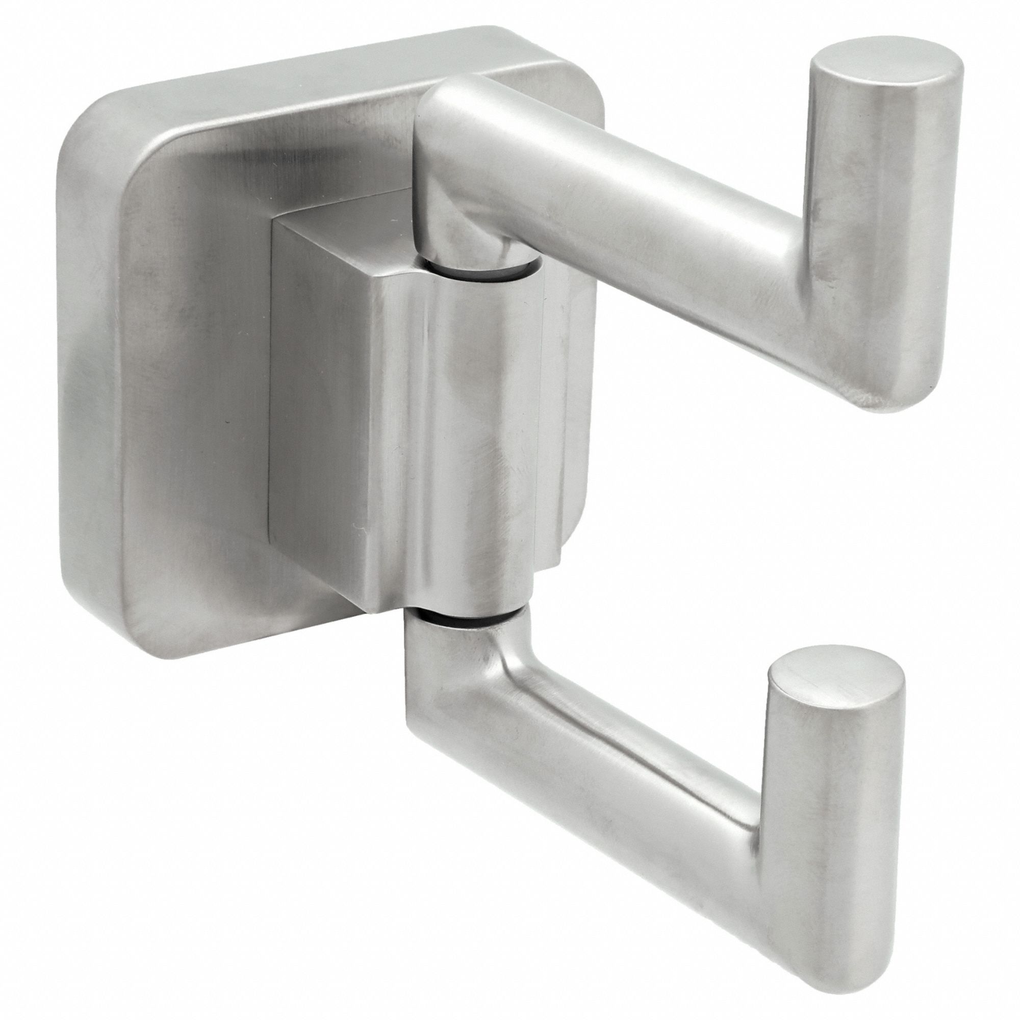 Bathroom Hook: SA-2408-BN, 2 Hooks, Brass, Brushed, 3 3/8 in x 4 3/4 in x 1 1/2 in, Wall