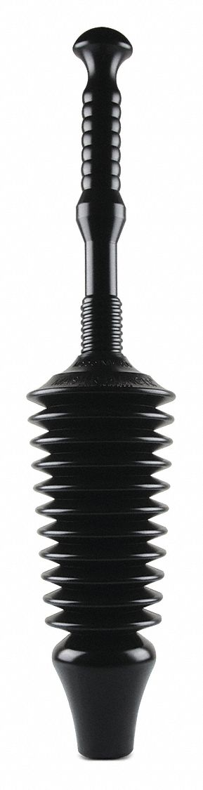 Funnel Nose Plunger: Rubber Plunger, 4 in Cup Dia., 11 1/4 in Handle Lg