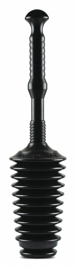 Plunger: Rubber Plunger, 4 in Cup Dia., 11 1/4 in Handle Lg, Rubber Handle