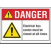 Danger: Electrical Box Covers Must Be Closed At All Times. Signs