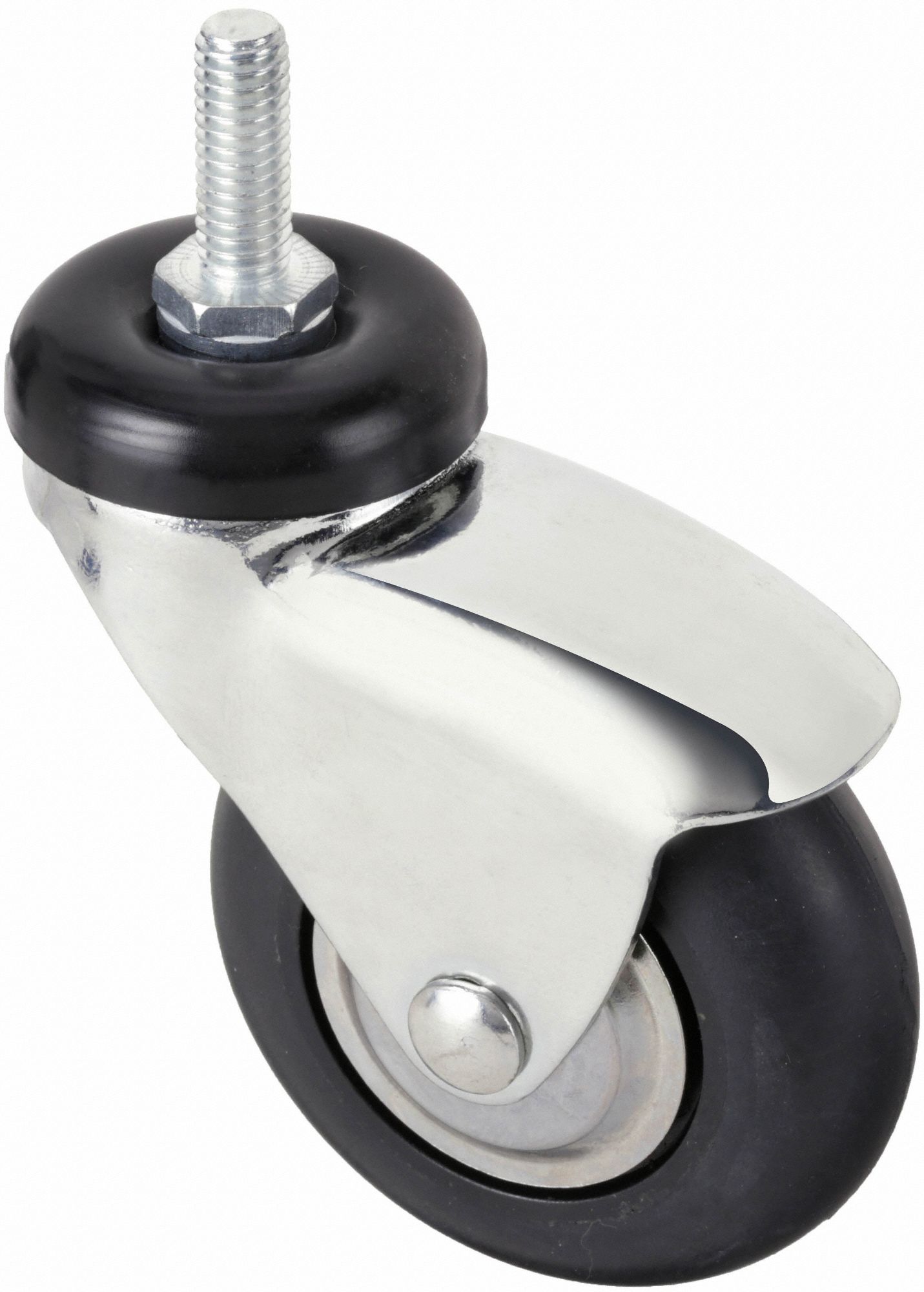 Single-Wheel Threaded Stem Caster: 3 in Wheel Dia., 175 lb, 4 1/8 in Mounting Ht