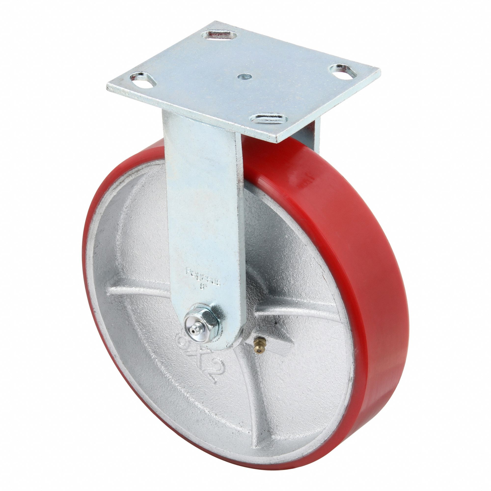 Plate Caster: Rigid, No Brake, Polyurethane, 8 in Wheel Dia, 2 in Wheel Wd, Slot