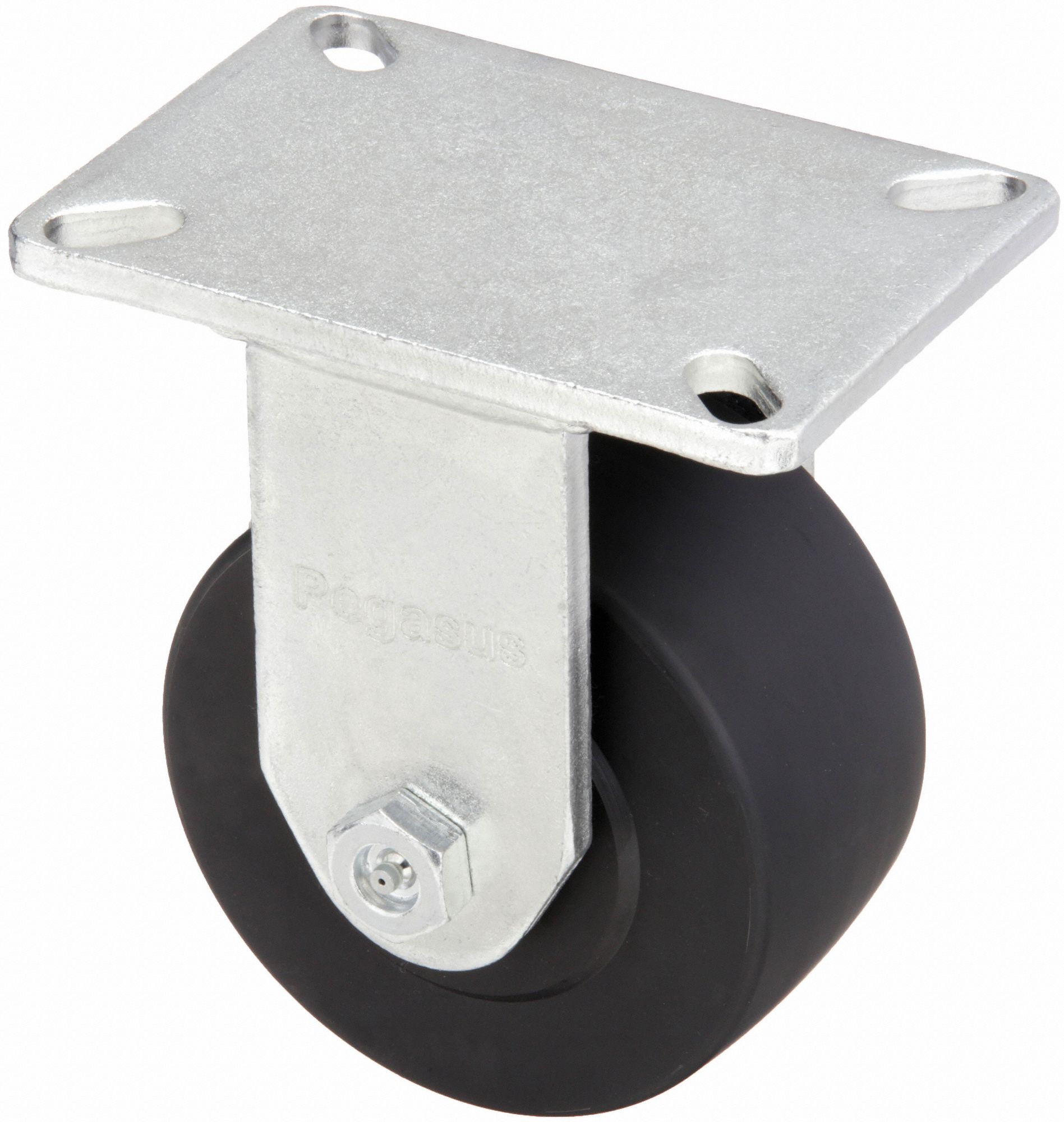 Plate Caster: Rigid, No Brake, Nylon, 6 in Wheel Dia, 3 in Wheel Wd, Slot, Rectangle