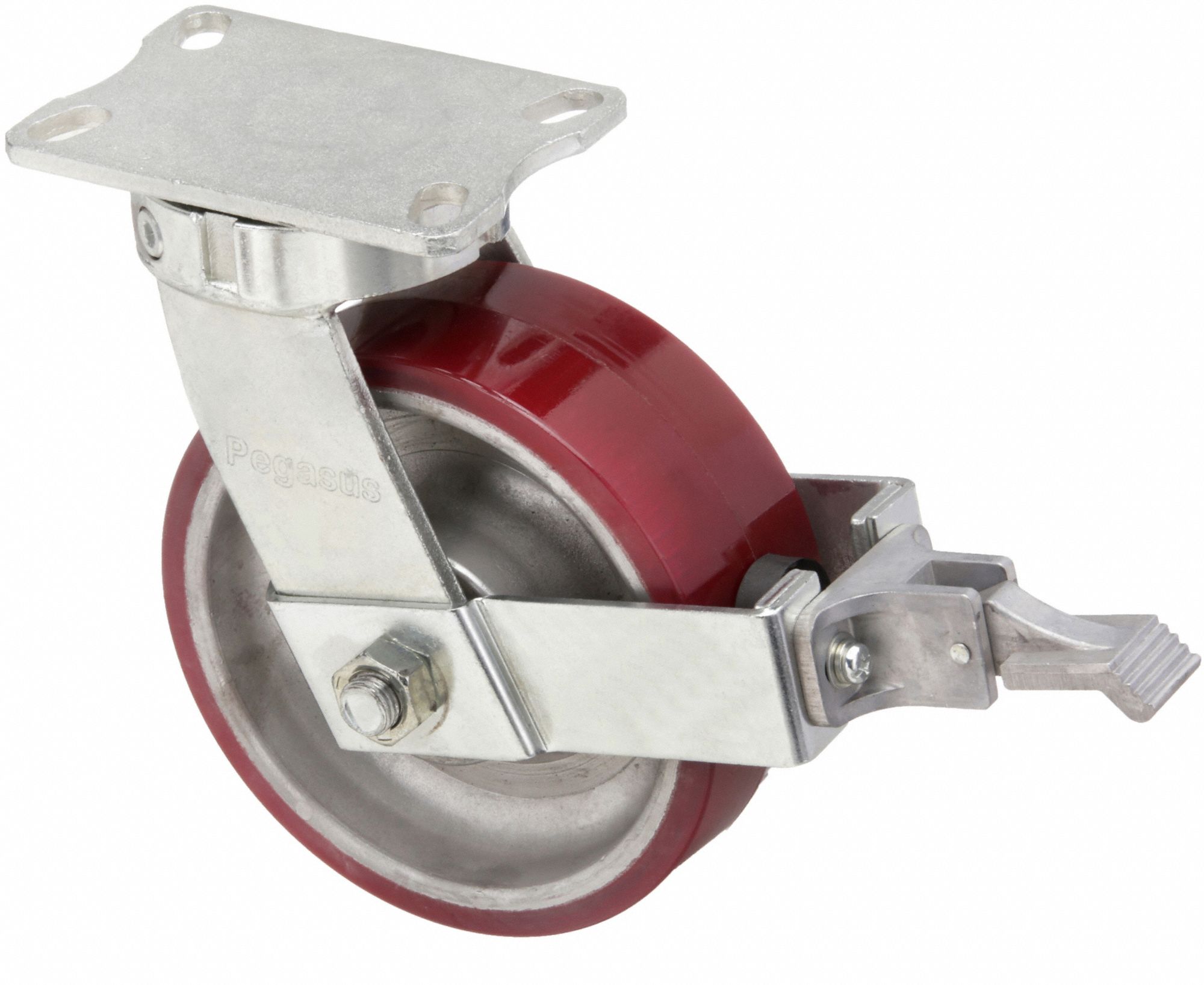 KINGPINLESS PLATE CASTER, 8 IN WHEEL DIAMETER, 2550 LB, 10⅛ IN MOUNTING H, FIRM