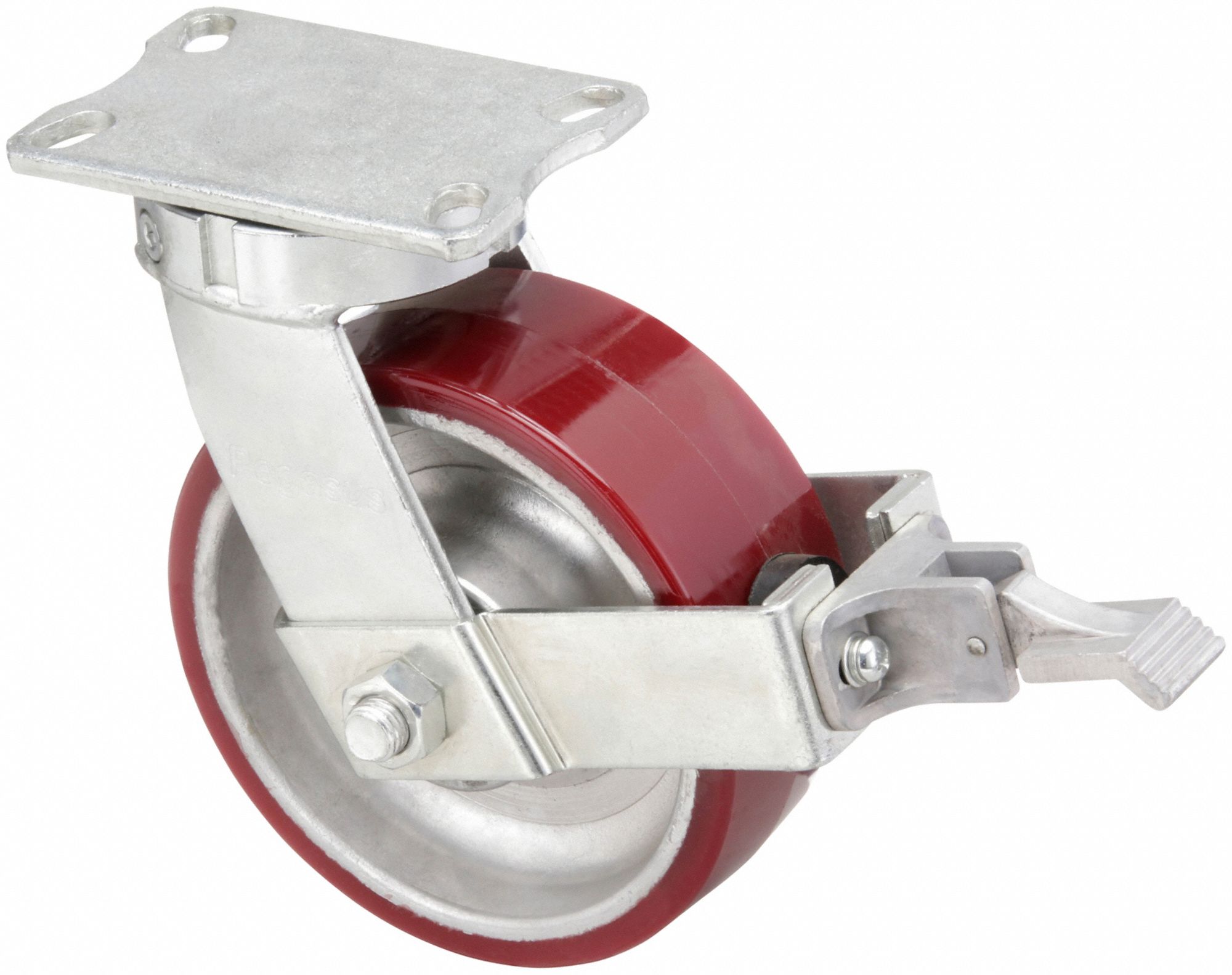 KINGPINLESS PLATE CASTER, 8 IN WHEEL DIAMETER, 2550 LB, 10⅛ IN MOUNTING H, FIRM
