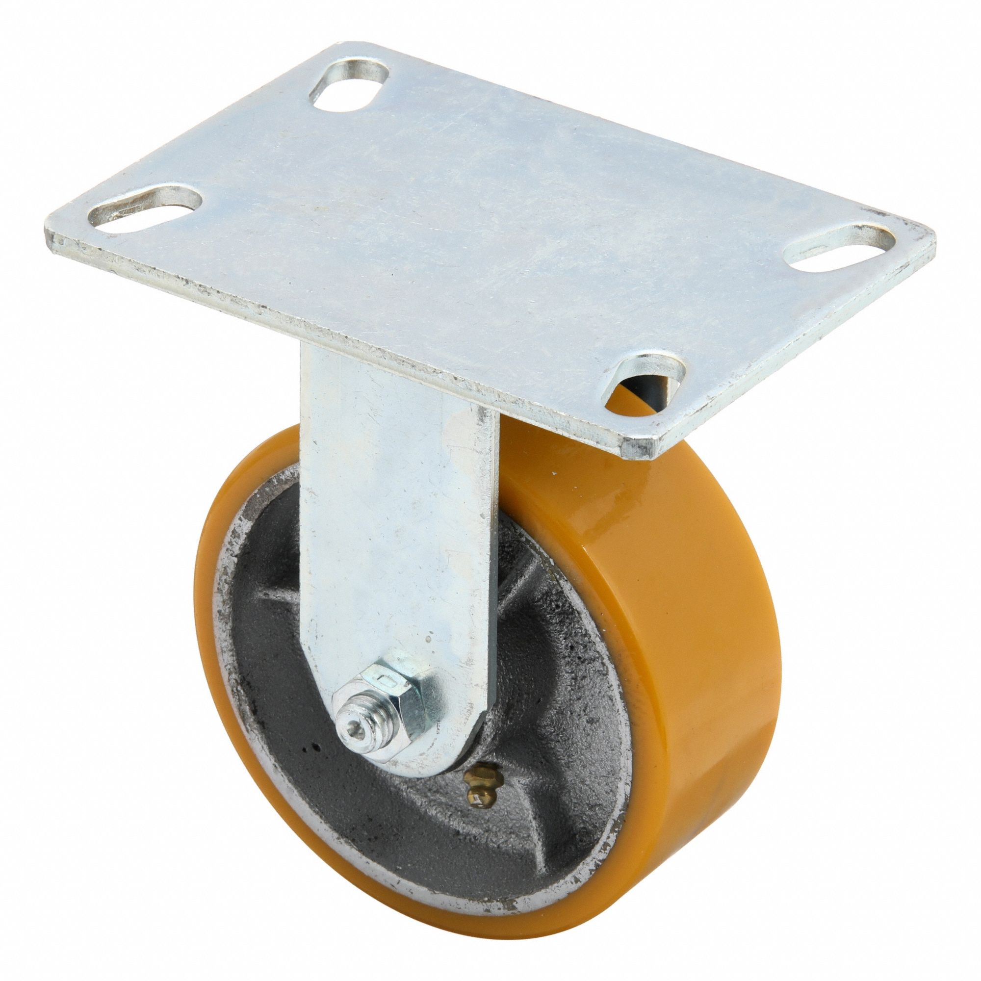 Plate Caster, Rigid, Polyurethane, 6 1/2"H