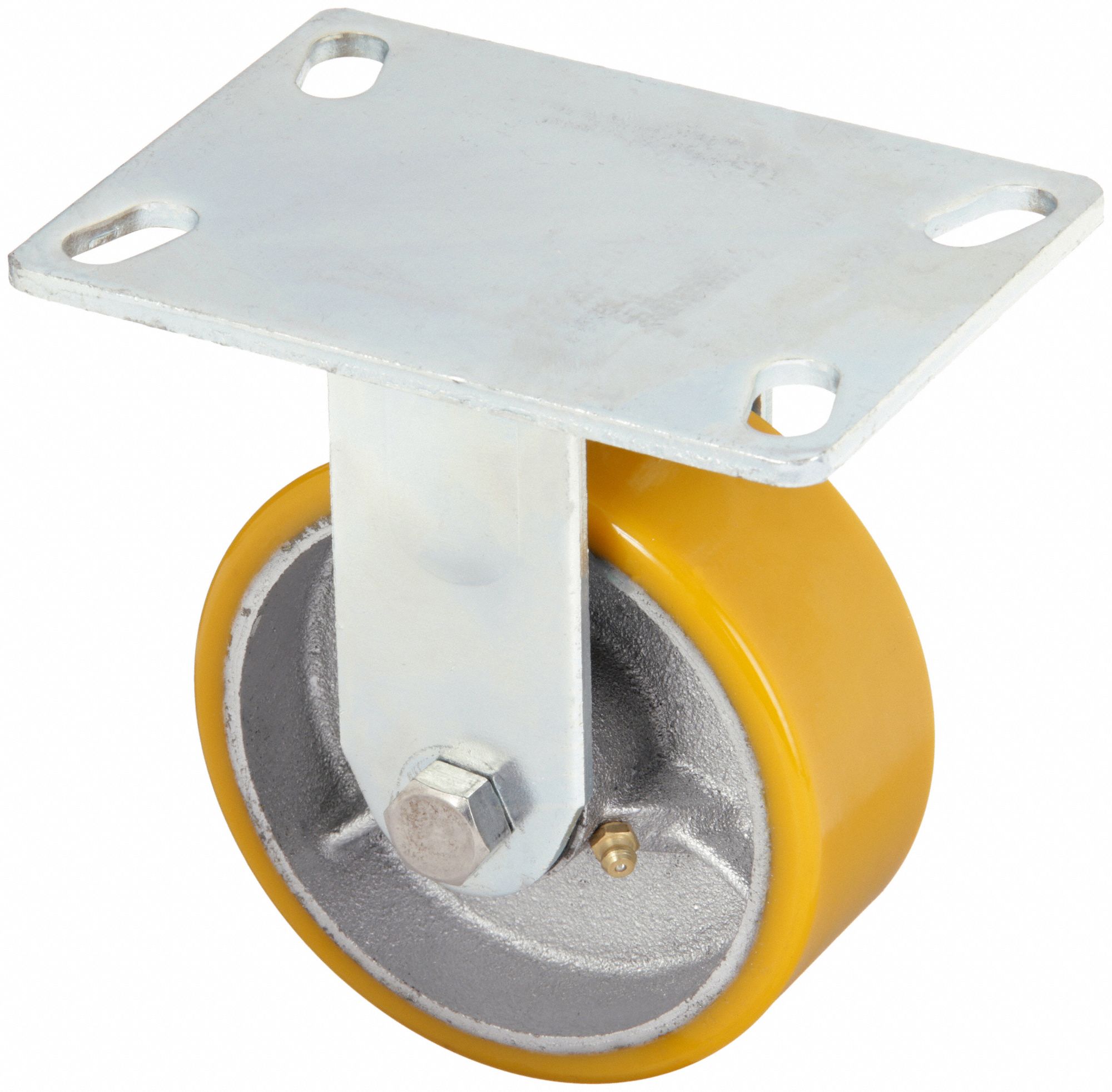 Plate Caster, Rigid, Polyurethane, 5 5/8"H