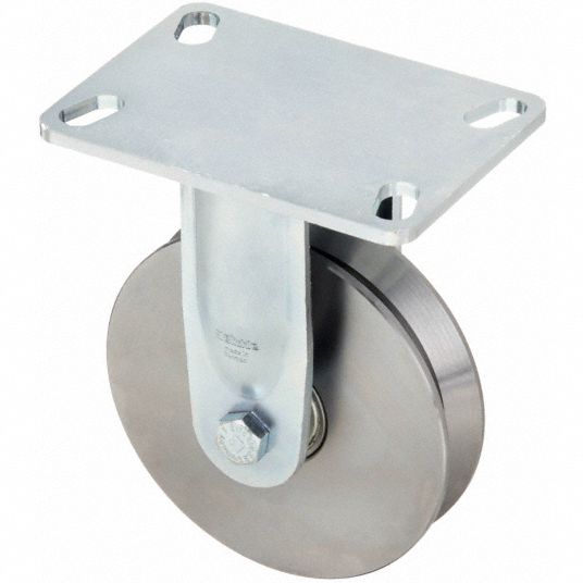 6 in Wheel Dia., 1760 lb, V-Groove Track-Wheel Plate Caster - 455T91 ...