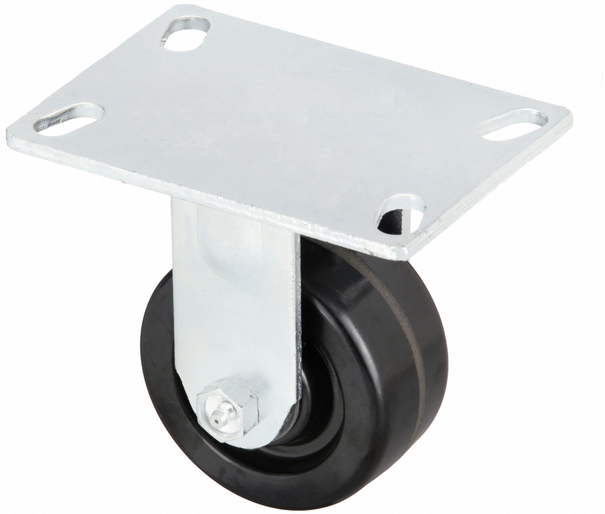 Plate Caster: Rigid, No Brake, Phenolic, 4 in Wheel Dia, 2 in Wheel Wd, Slot, Roller