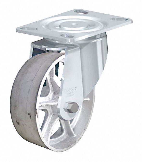 GRAINGER APPROVED Standard Plate Caster 8 in Wheel Dia., 1250 lb, 9 5/8 in Mounting Ht 455T95
