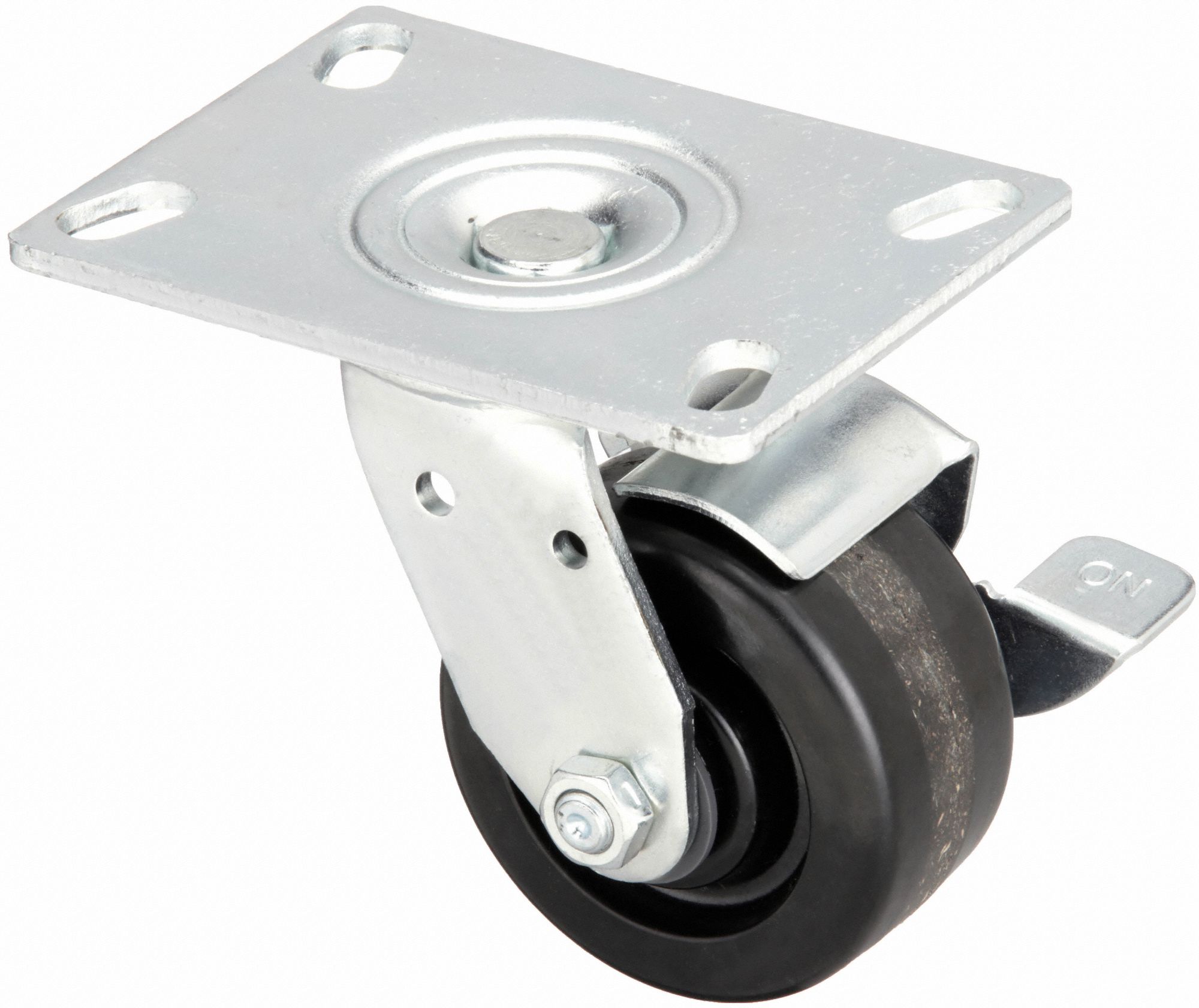 STANDARD PLATE CASTER, 4 IN WHEEL DIAMETER, 800 LB, 5⅝ IN MOUNTING H, PHENOLIC, HARD