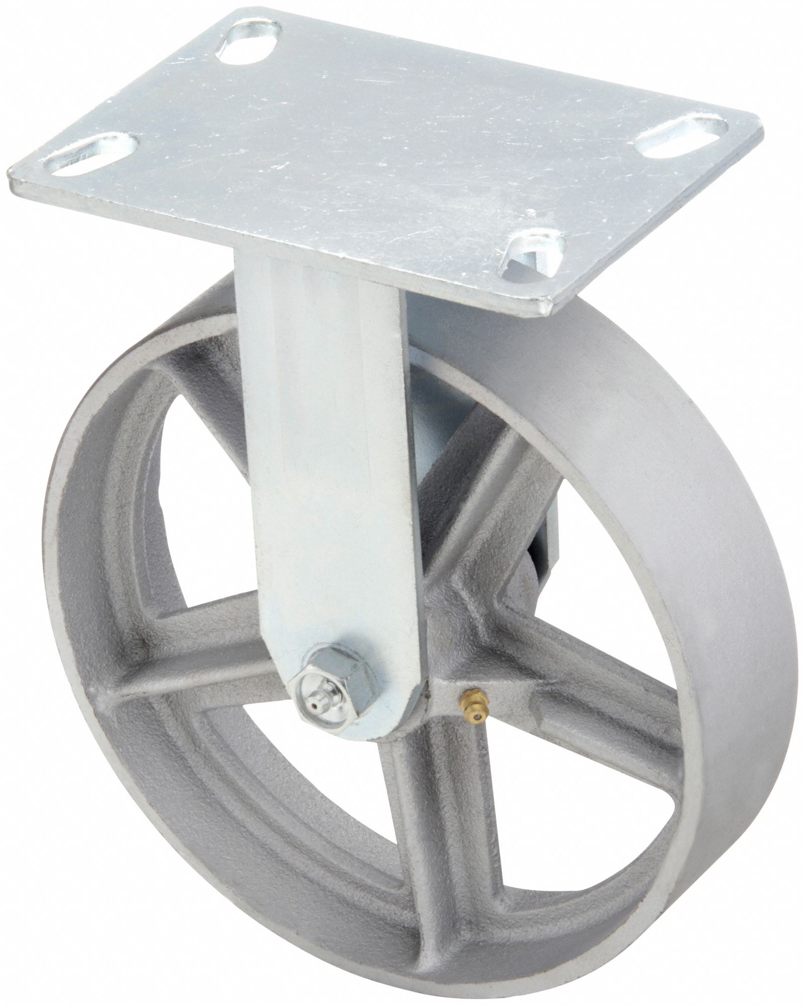 Plate Caster, Rigid, Iron, 9 1/2"H