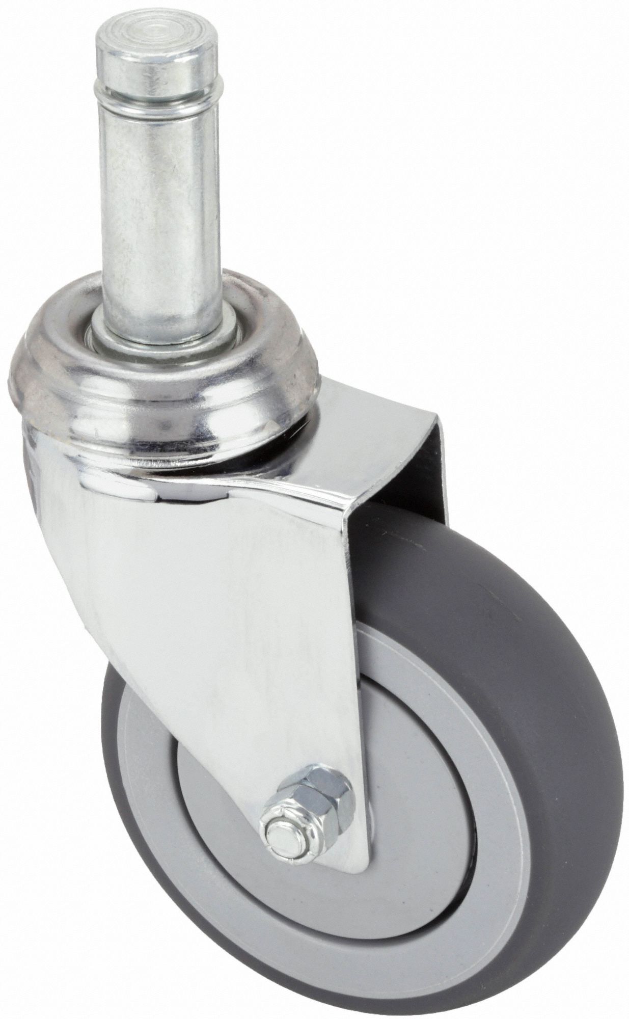 QUIET-ROLL FRICTION-RING STEM CASTER, 3 IN WHEEL DIA, 165 LB, 4 7/16 IN MOUNTING H