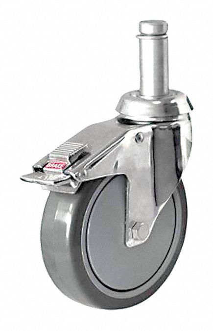 QUIET-ROLL FRICTION-RING STEM CASTER, 3 IN WHEEL DIA, 165 LB, 4 7/16 IN MOUNTING H