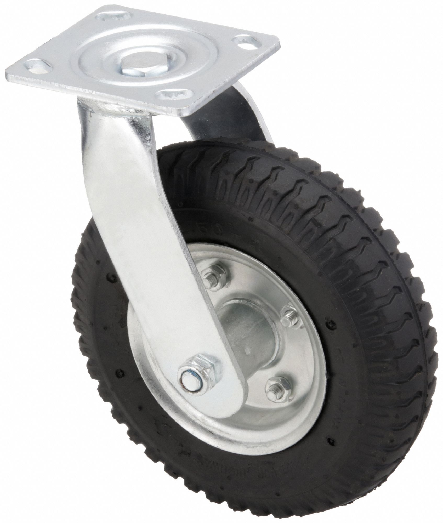 Plate Caster: Swivel, Steel, 8 in Wheel Dia., 2 3/4 in Wheel Wd, Slot, Rectangle