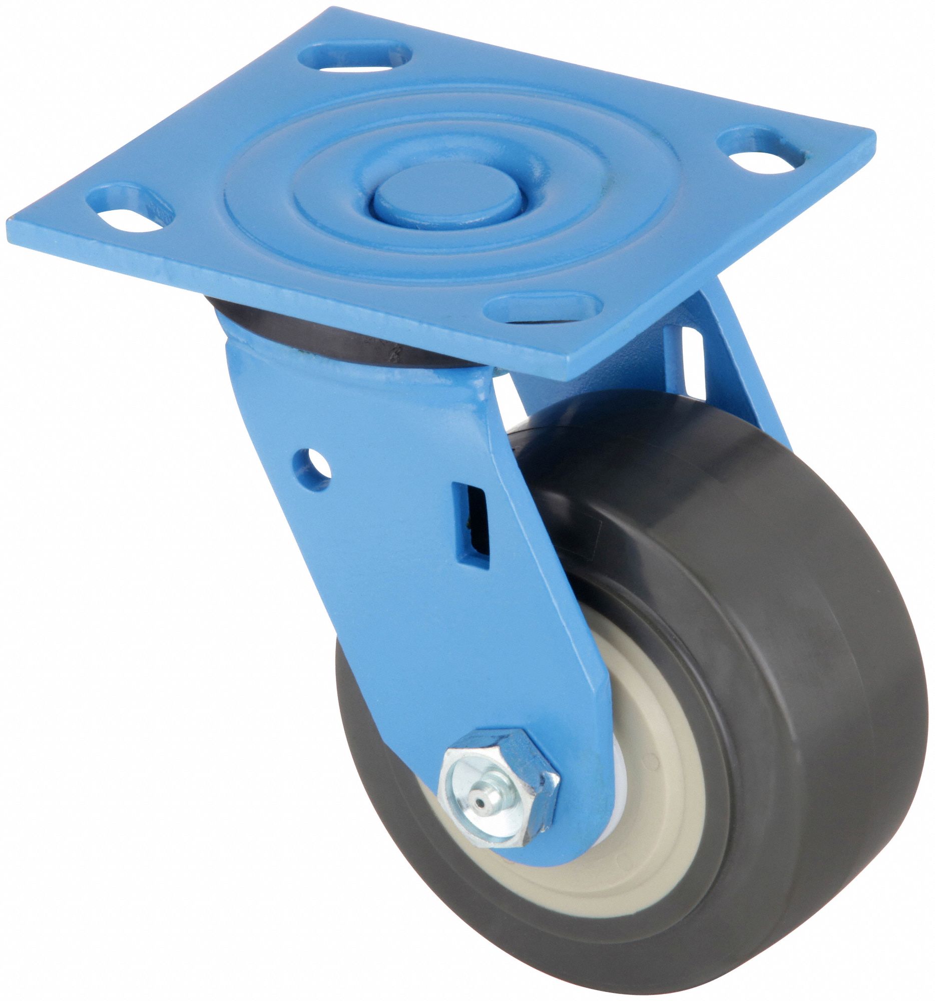 STANDARD PLATE CASTER, 4 IN WHEEL DIAMETER, 600 LB, 5⅝ IN MOUNTING H, SWIVEL CASTER