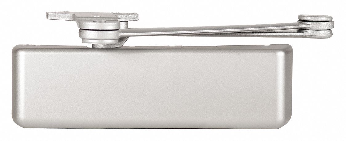 Door Closer: Adj Mounting Type, Grade 1 - Heavy Duty, Aluminum, 12 3/16 in Lg, 2 1/4 in Wd