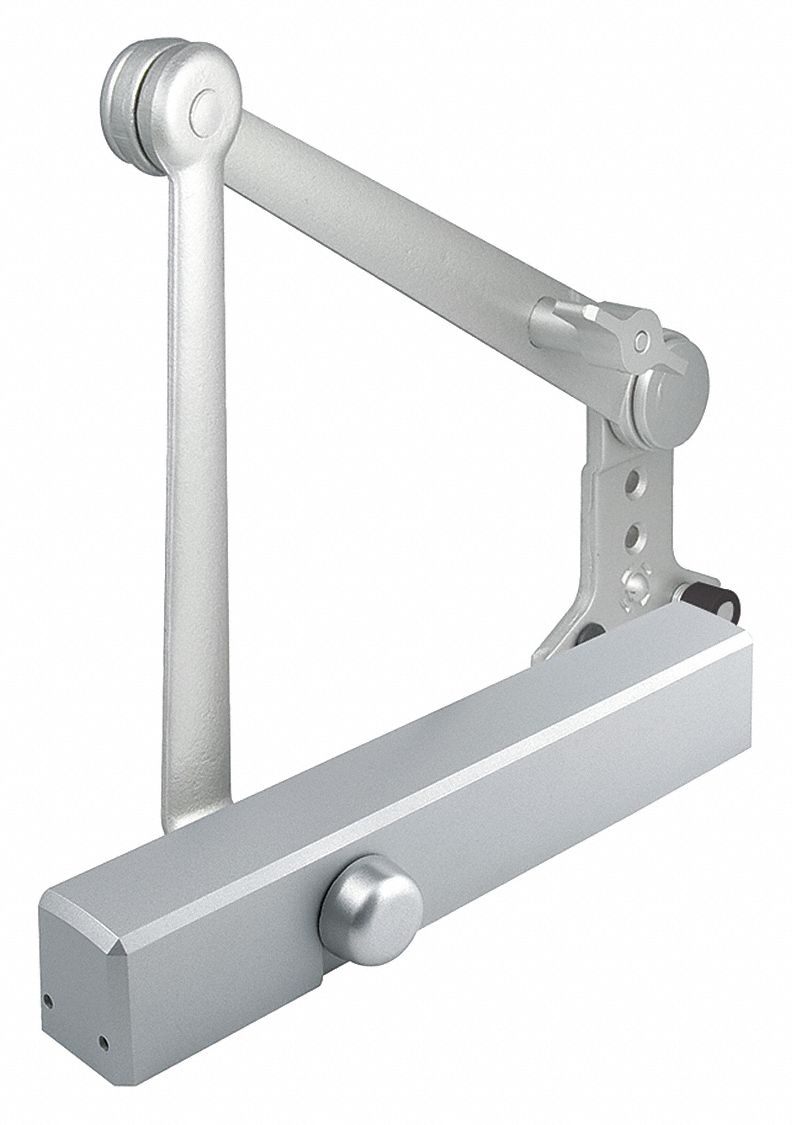 Door Closer: Adj Mounting Type, Grade 1 - Heavy Duty, Aluminum, 12 in Lg, 2 1/16 in Wd