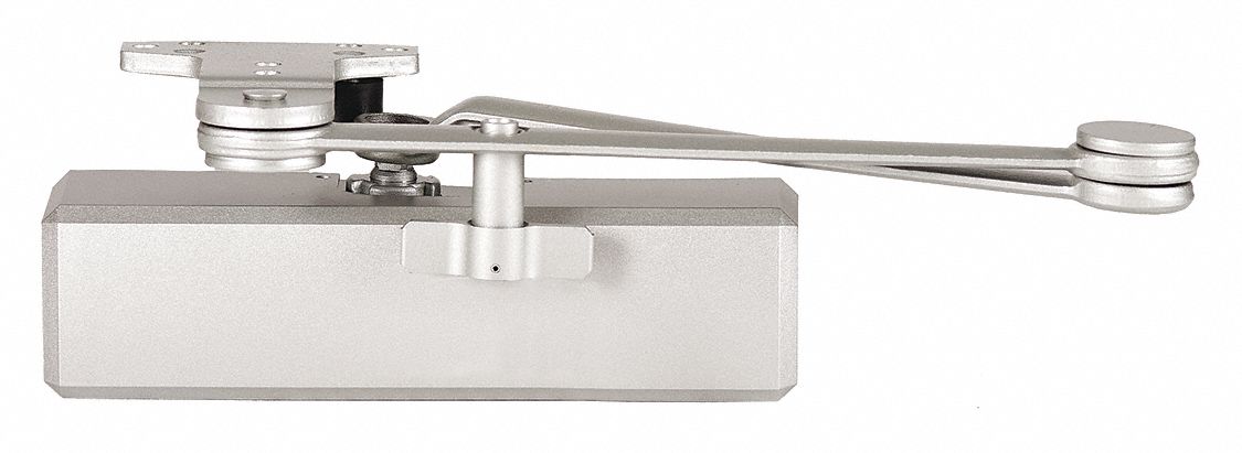Door Closer: Adj Mounting Type, Grade 1 - Heavy Duty, Aluminum, 9 13/16 in Lg, 2 5/8 in Ht