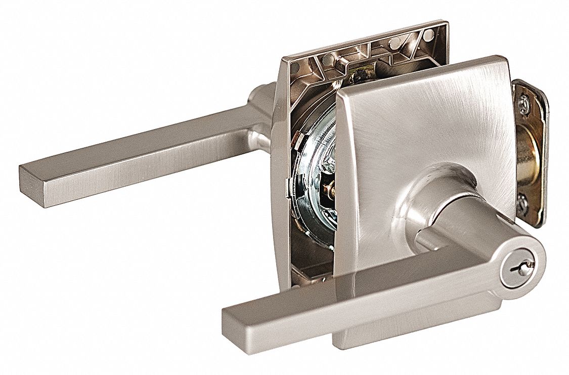 STANLEY Door Lever Lockset, Mechanical, Standard Duty, Different, Satin