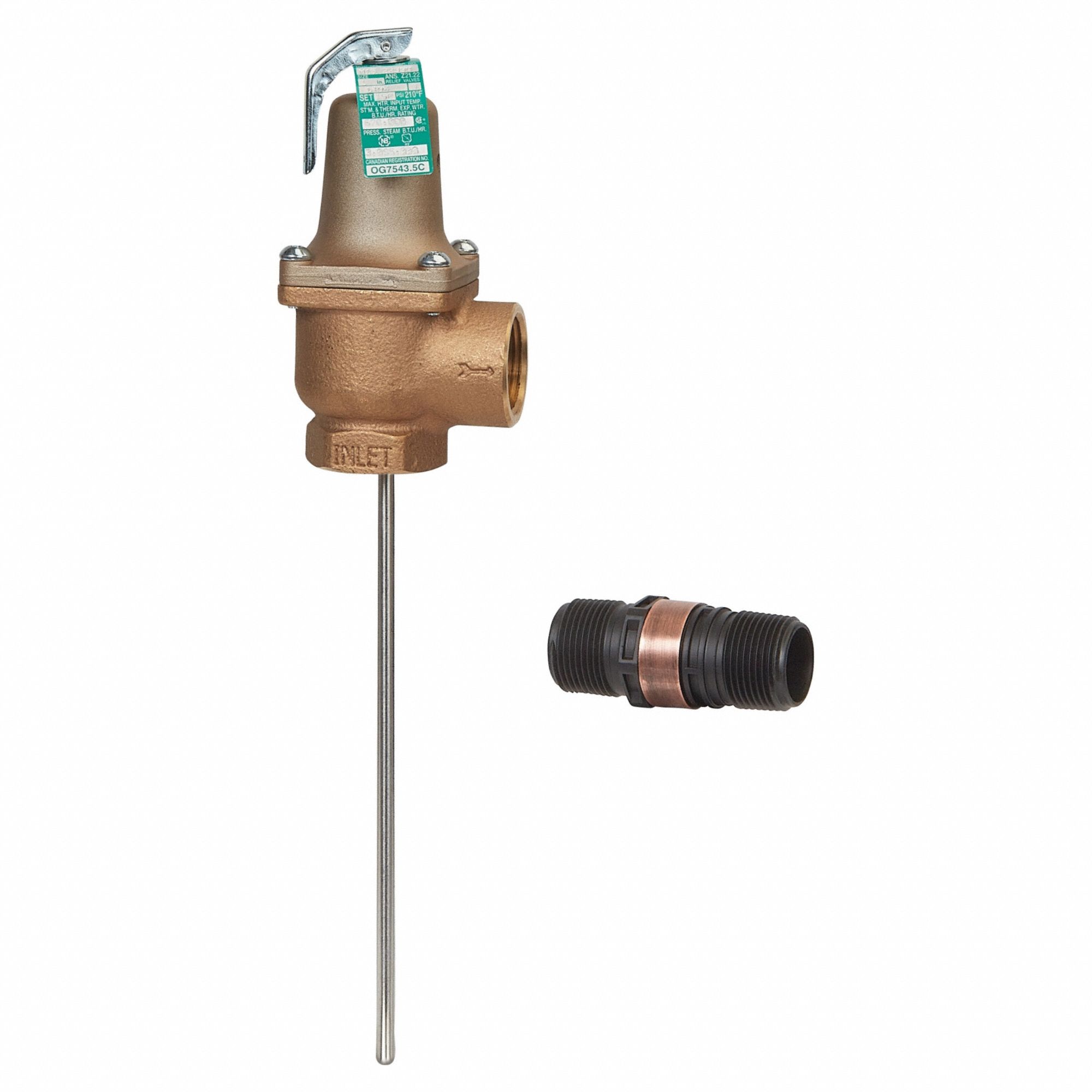 Relief Valve: FNPTF x FNPTF, 2 in x 2 in, Copper Silicon Alloy, 150 psi Max. Op Pressure