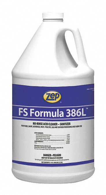 Disinfectant and Sanitizer: Jug, Concentrated, Liquid, Unscented, FS Formula 386L™, 4 PK