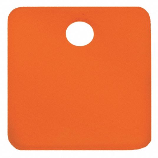 Blank Tag: Aluminum, Orange, 0.04 in Thick, Square, 1 1/2 in Wd, 25 PK