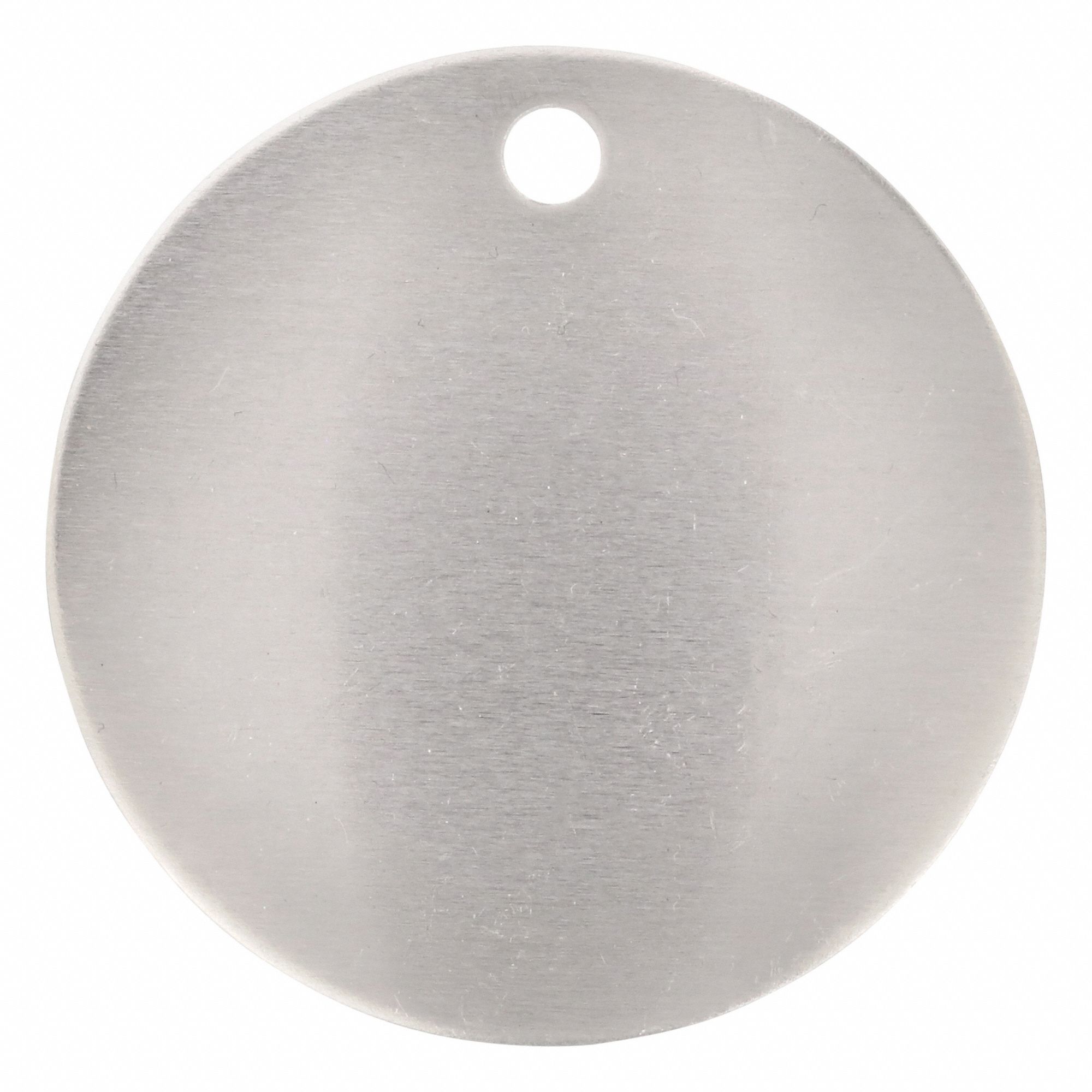 Blank Tag: Stainless Steel, Silver, 0.035 in Thick, Round, 25 PK