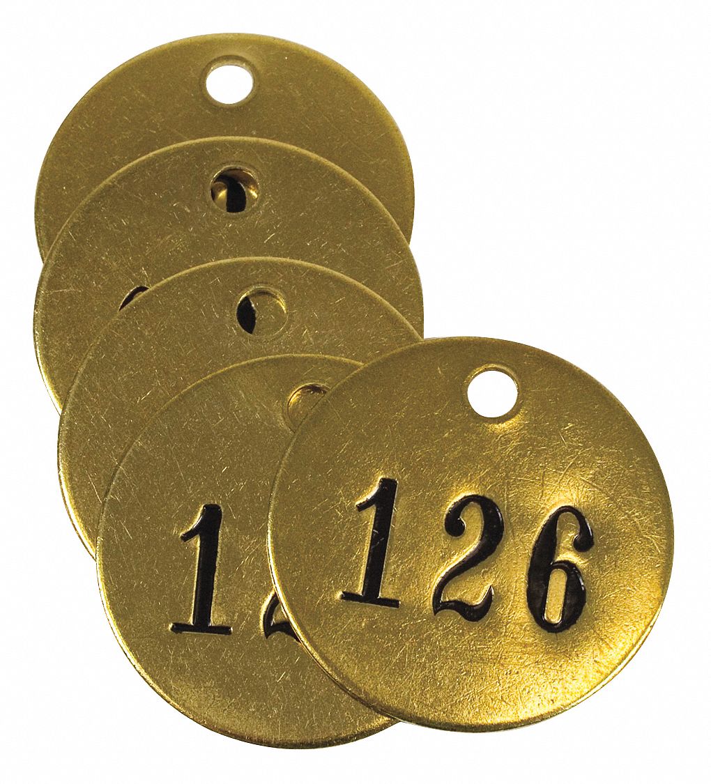GRAINGER APPROVED Numbered Tag, Number Sequence 126150, Tag Shape