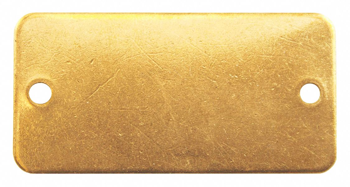 2-1/2 x 7/8 Brass Tags Blank Notched Corner Rectangle