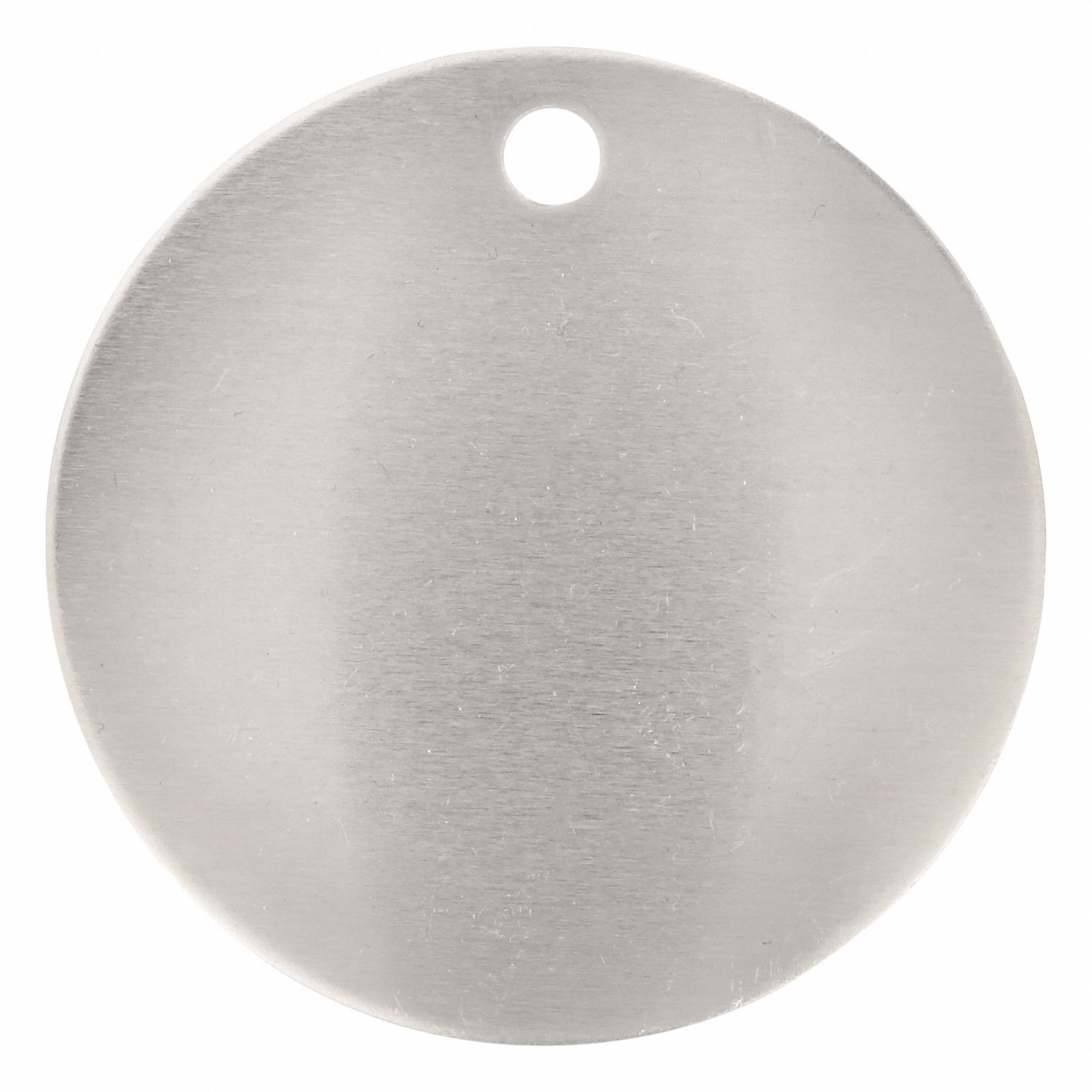 Blank Tag: Brass, Silver, 0.04 in Thick, Round, 2 in x 2 in, 25 PK