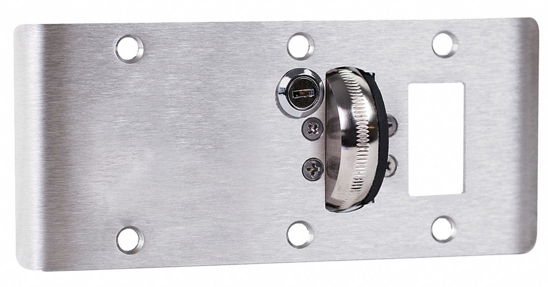 Door Strike Plate: Curved Lip, 4 3/4 in Lg, 4 3/4 in Wd, Chrome