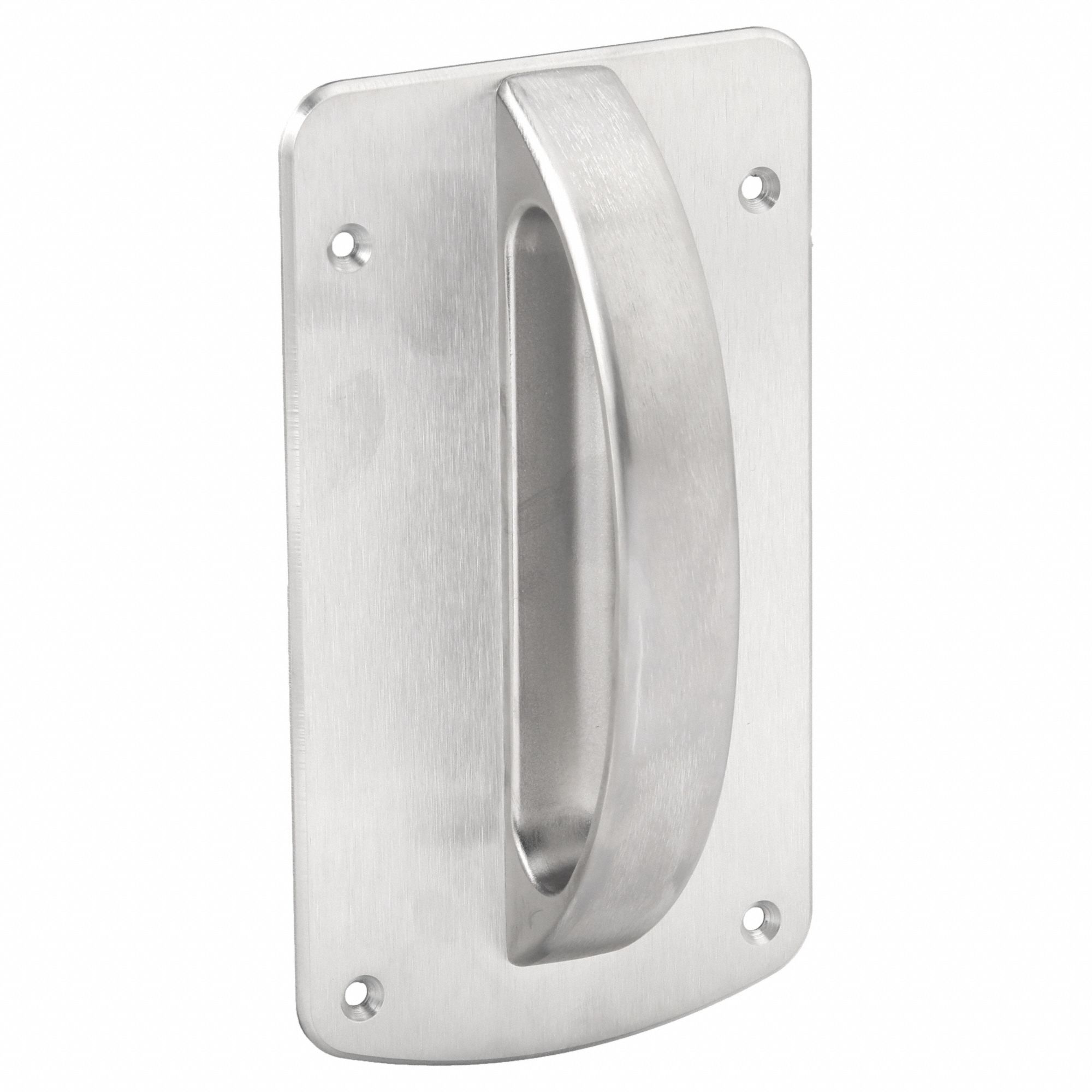 Door Pull: 4 7/16 in Wd, 8 1/8 in Ht, Stainless Steel