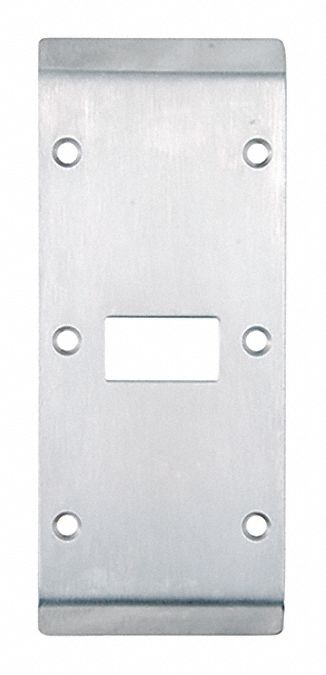 Door Strike Plate: Curved Lip, 5 3/4 in Lg, 2 3/4 in Wd, Stainless Steel