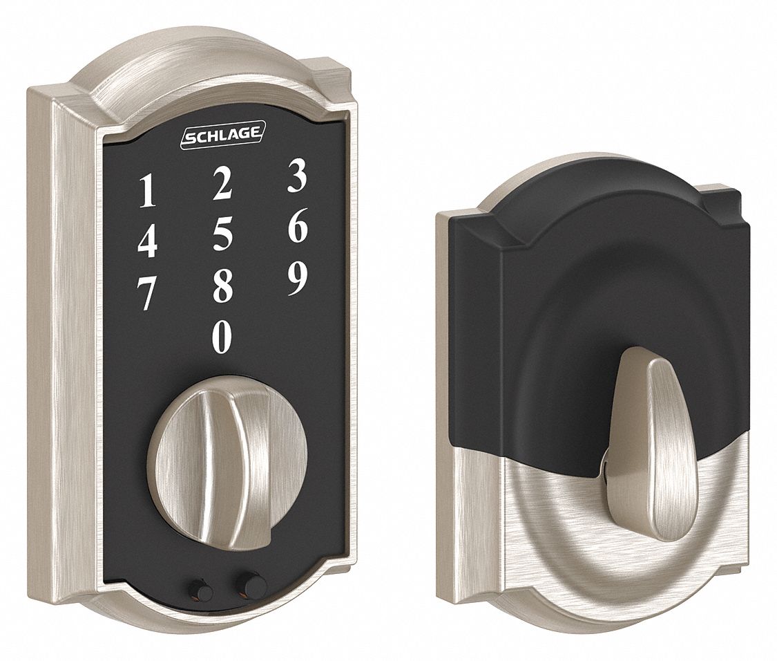 Electronic Keyless Deadbolt Satin Nickel-Plated, Clear Coated, Nickel, Satin Nickel-Plated, Clear Coated ; Metal