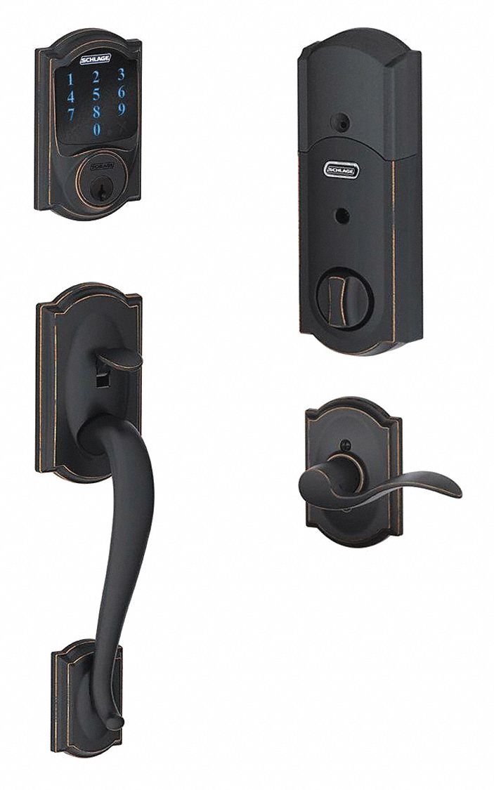 SCHLAGE RESIDENTIAL Electronic Lock, 23/8 in to 23/4 in Backset