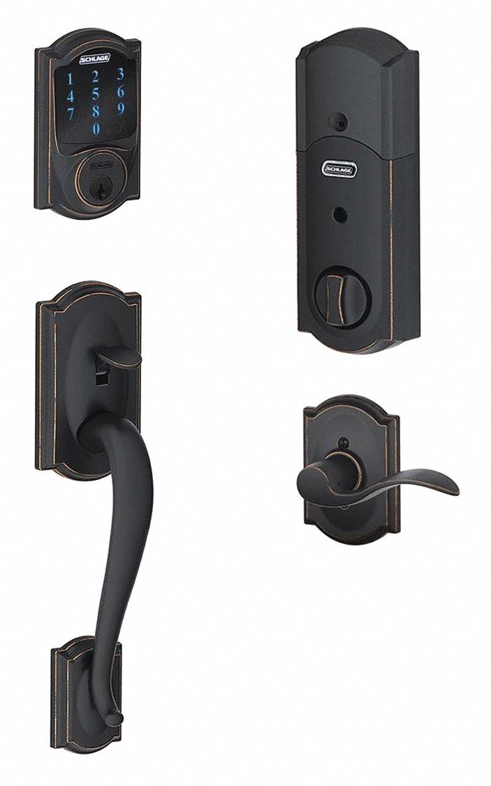 SCHLAGE RESIDENTIAL Electronic Lock, 2-3/8 in to 2-3/4 in Backset ...