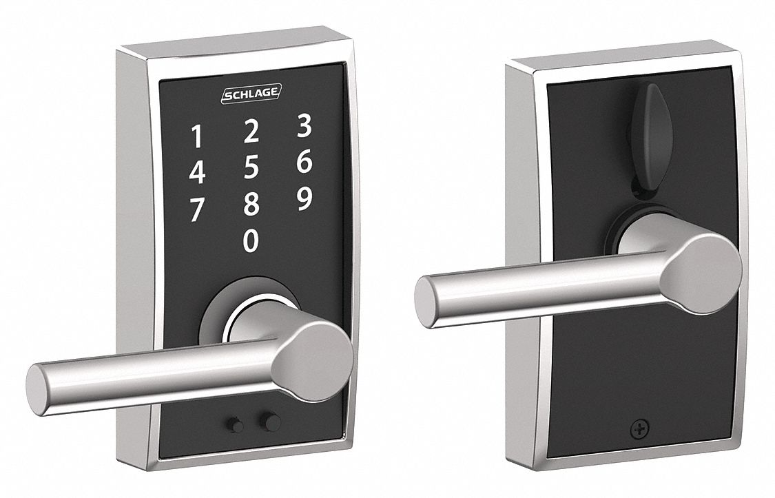 Electronic Lock, Lever, Bright Chrome