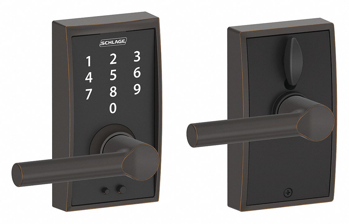 Electronic Lock, Lever, Antique Bronze