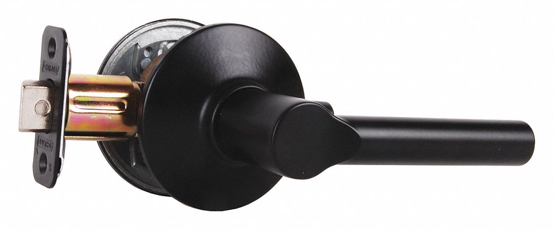 Door Lockset: Passage Lever Locksets, Black, ADA Compliant