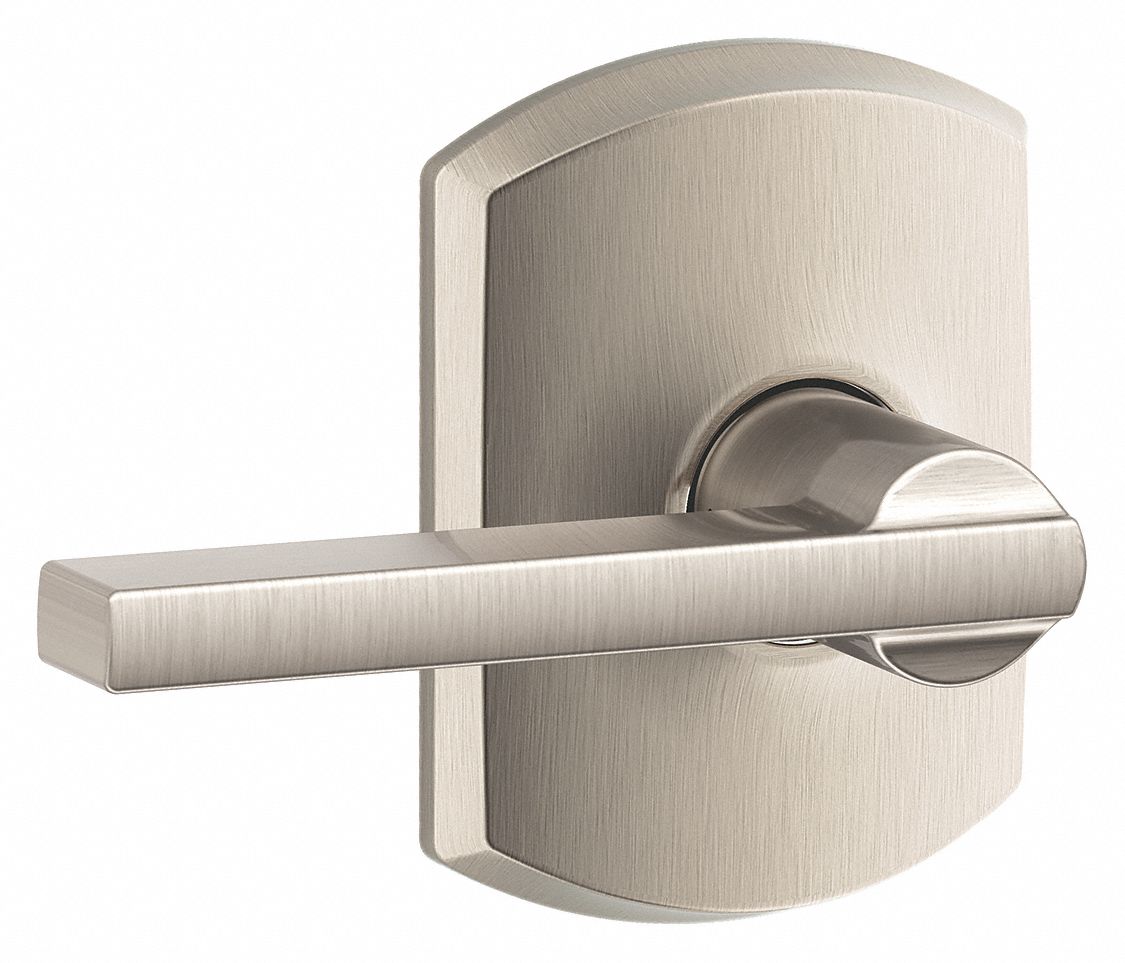 Door Lockset: Passage Lever Locksets, Nickel, ADA Compliant