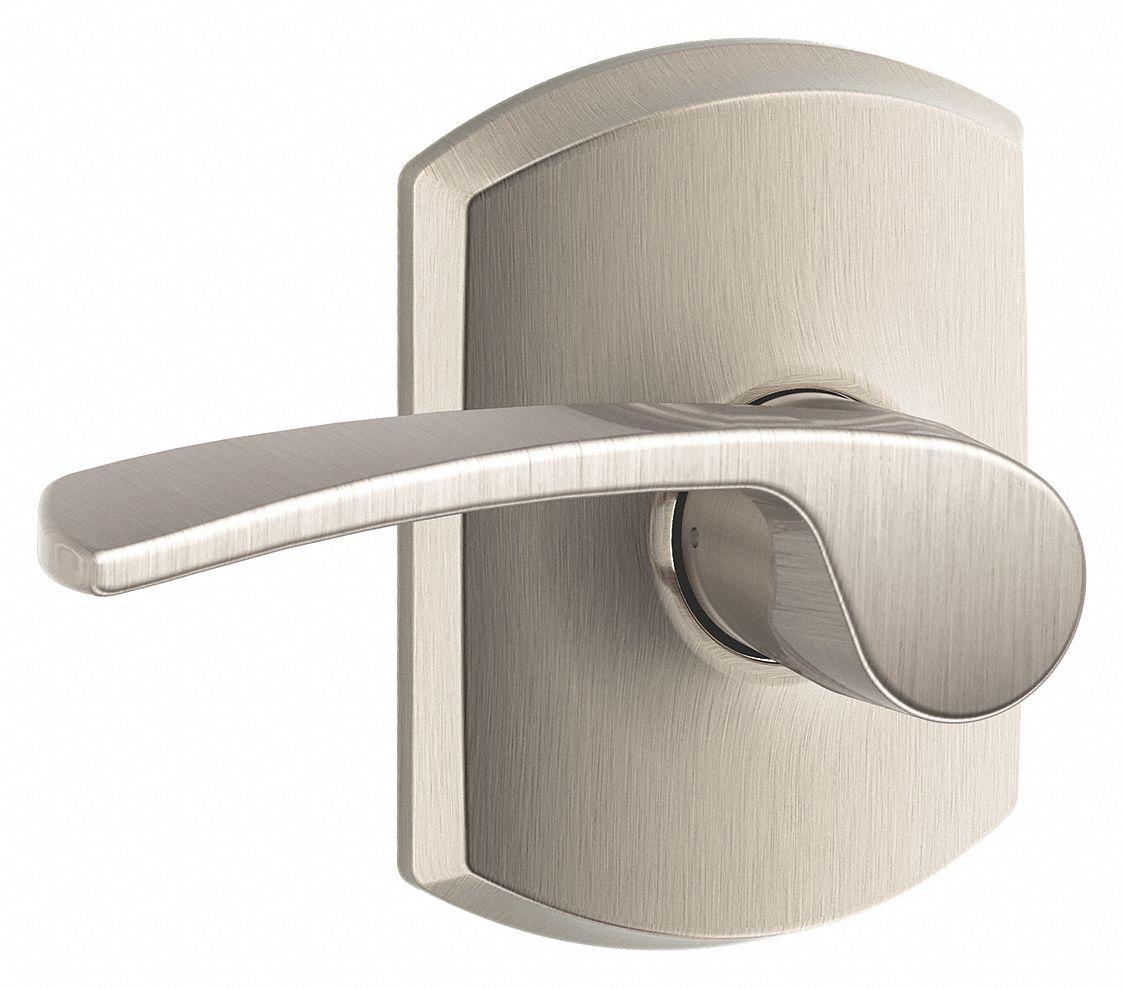 Door Lockset: Passage Lever Locksets, Nickel, ADA Compliant
