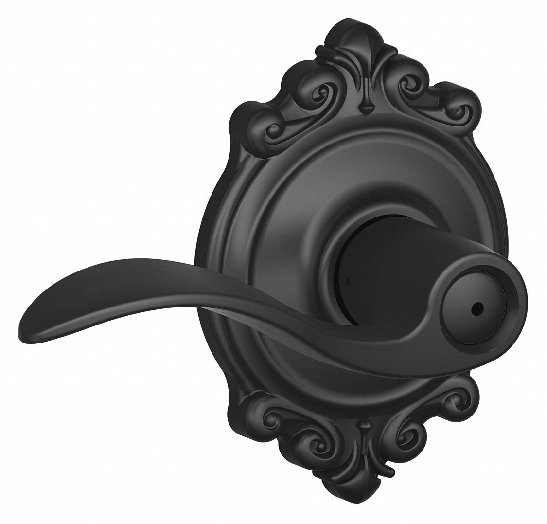 Door Lockset: Privacy Lever Locksets, Black, ADA Compliant