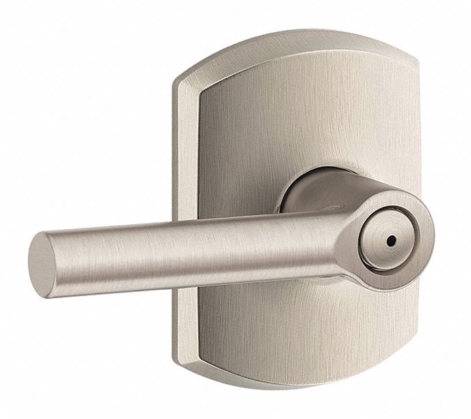 Door Lockset: Privacy Lever Locksets, Nickel, ADA Compliant