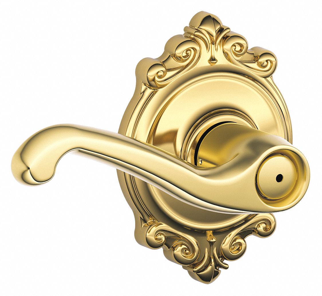 Door Lockset: Privacy Lever Locksets, Brass, ADA Compliant