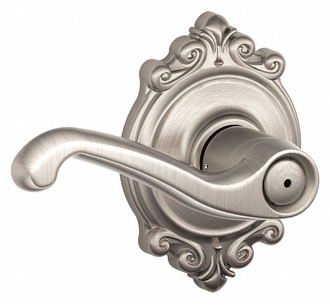 Door Lockset: Privacy Lever Locksets, Nickel, ADA Compliant