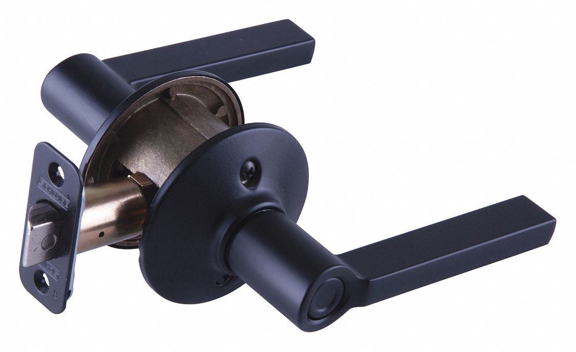 Door Lockset: Privacy Lever Locksets, Black, ADA Compliant